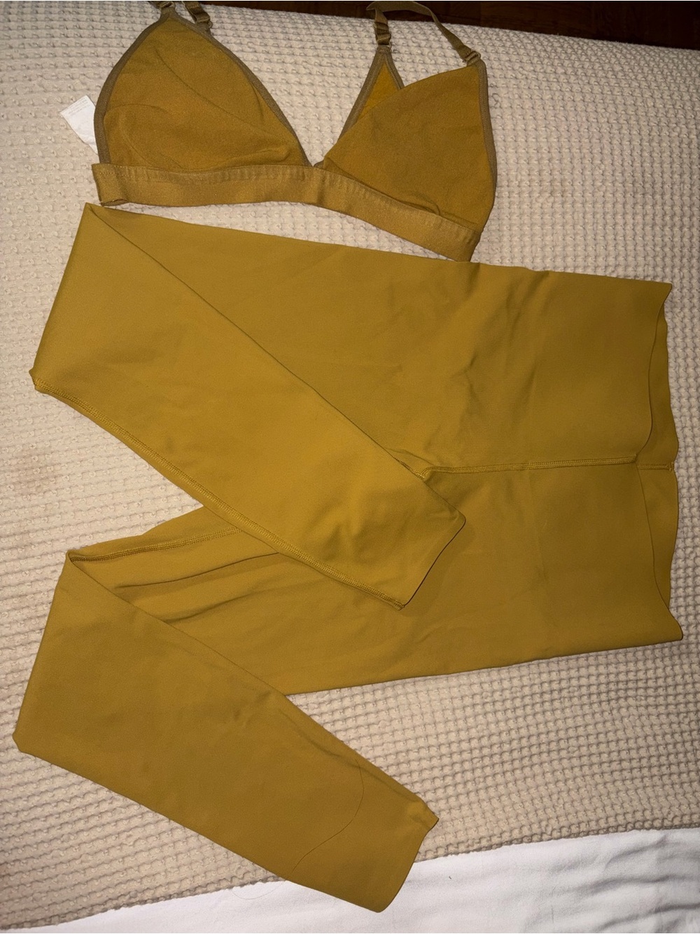 Fabletics Mustard High-Waist Leggings with Matching Crop Top Set - Picture 4 of 6